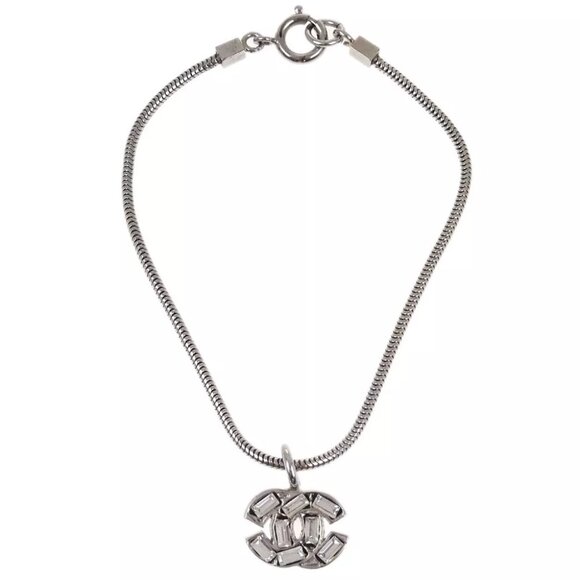 Chanel Silver Chain Bracelet Rhinestone 01P - Picture 1 of 4